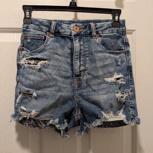 American Eagle Outfitters Distressed Light Blue Denim Shorts